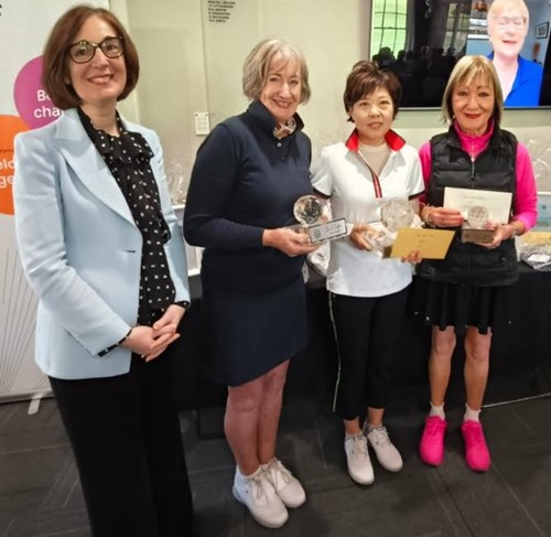 (l to r) Antoinette Tattarelli of sponsor PKF Australia; Silver winner, Sandra Jeffries (NAGC); Gold winner, Kelly Kim (NAGC) and Bronze winner, Dawn Delaney (Seacliffe).